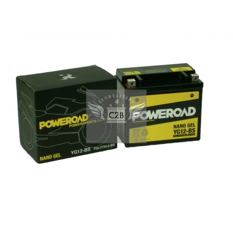 Akumulator motocyklowy POWEROAD YG12-BS (YTX12-BS) 12Ah 170A 12V ŻEL