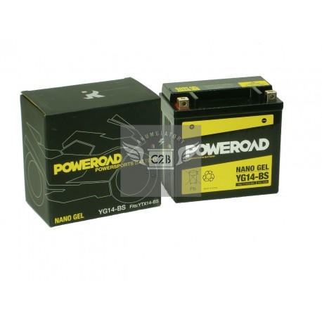 Akumulator motocyklowy POWEROAD YG14-BS (YTX14-BS) 14Ah 230A 12V ŻEL