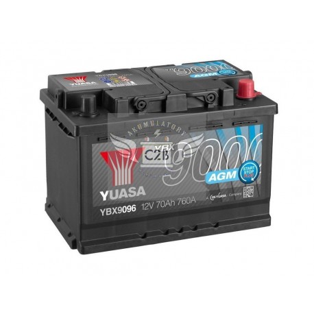 Akumulator YUASA AGM 70Ah P+ YBX9096 Start Stop Plus